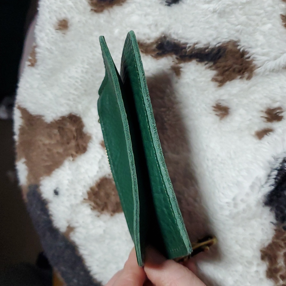 Portland Leather Zip-Zap Duo Leather Wallet Dual Zipper Closures Green Pebbled - Picture 10 of 14